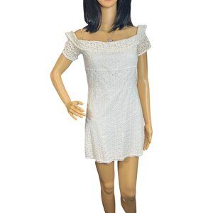 (5 for $25) Nightwalker Off The Shoulder‎ Eyelet Mini-dress in White Size Small